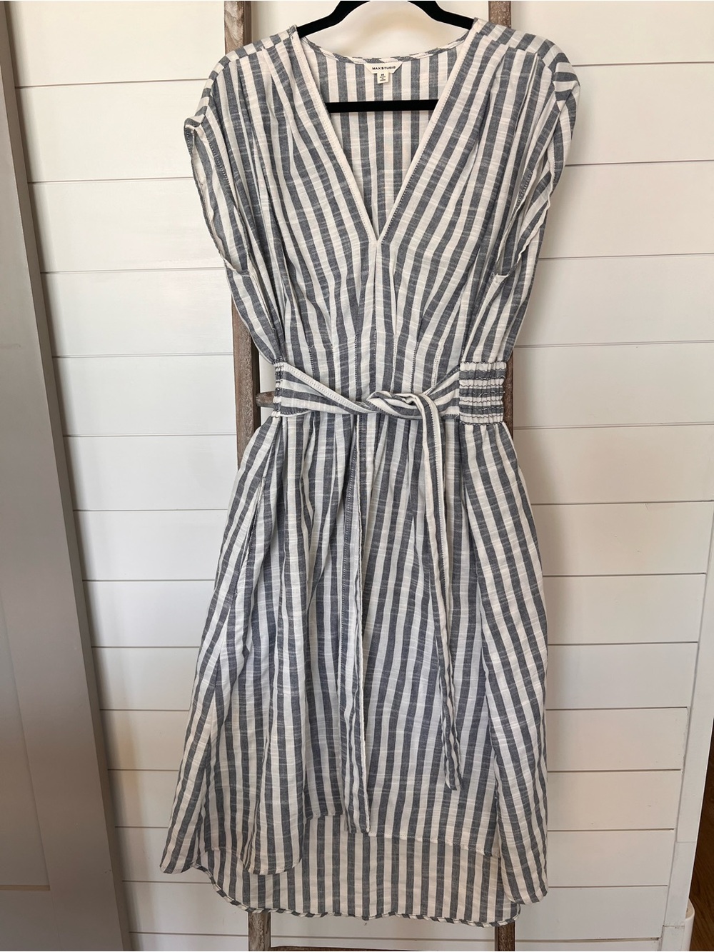 Max Studio Midi Dress | Blue and White Striped